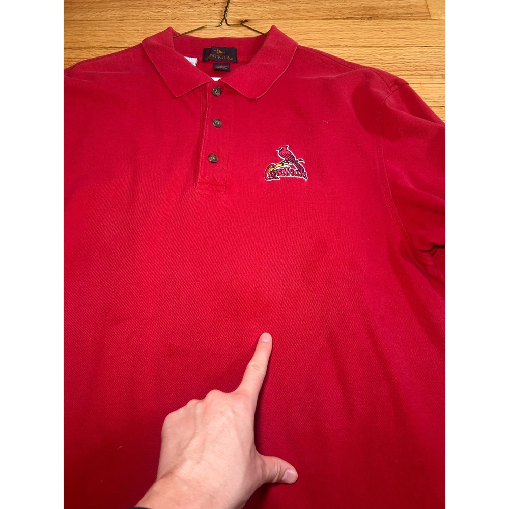 Antigua St Louis Cardinals Mens Red Polo Shirt Busch Stadium Final Season Large - Picture 5 of 8